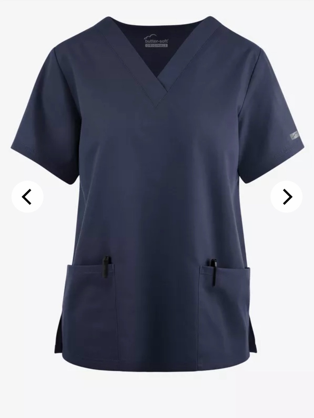 Butter Navy V-Neck Short Sleeve Scrub Top